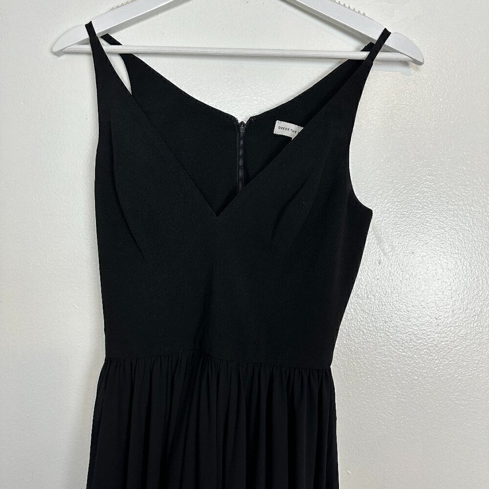 DRESS THE POPULATION Alicia Mixed Media Midi Dress in Black Size Small - Picture 5 of 10